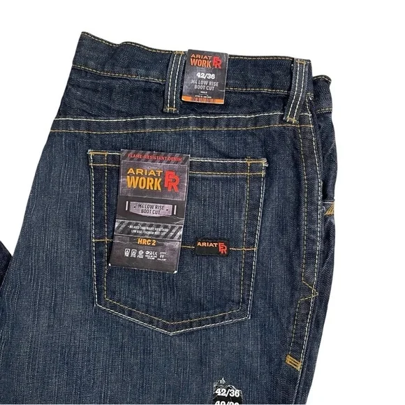 Ariat FR M4 Flame Resistant Low Rise Boot Cut Denim Work Jeans HRC 2 Size 42/36 - Picture 2 of 15